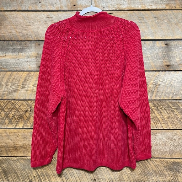 Vintage Forenza Sweater Womens Red Roll Mock Neck Cable Knit Pullover 80s *READ* - Picture 2 of 7